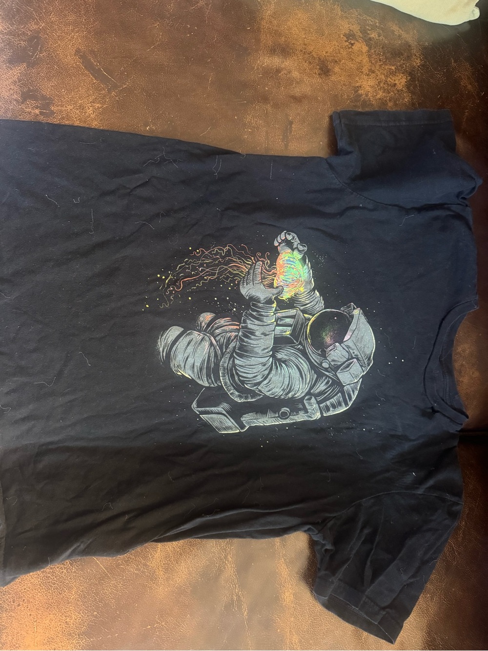 Men's Black Astronaut Graphic Short Sleeve Tee